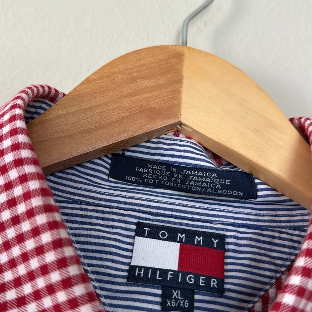 Tommy Hilfiger Red Casual Gingham Button Down Shirt XL - Picture 5 of 6